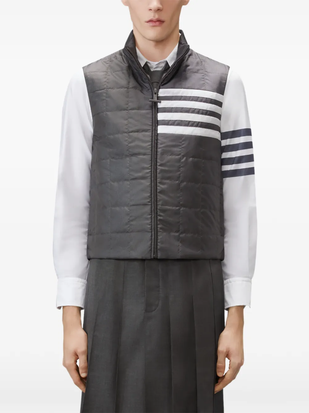 Thom Browne Ripstop gilet met vier strepen Grijs