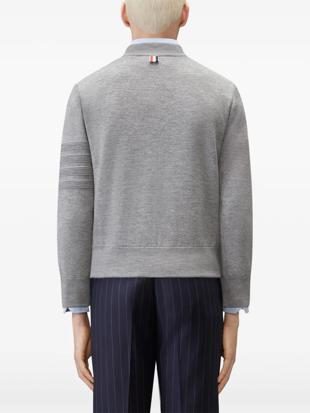 Thom Browne Bomberjack met vier strepen en Milano stiksel Grijs