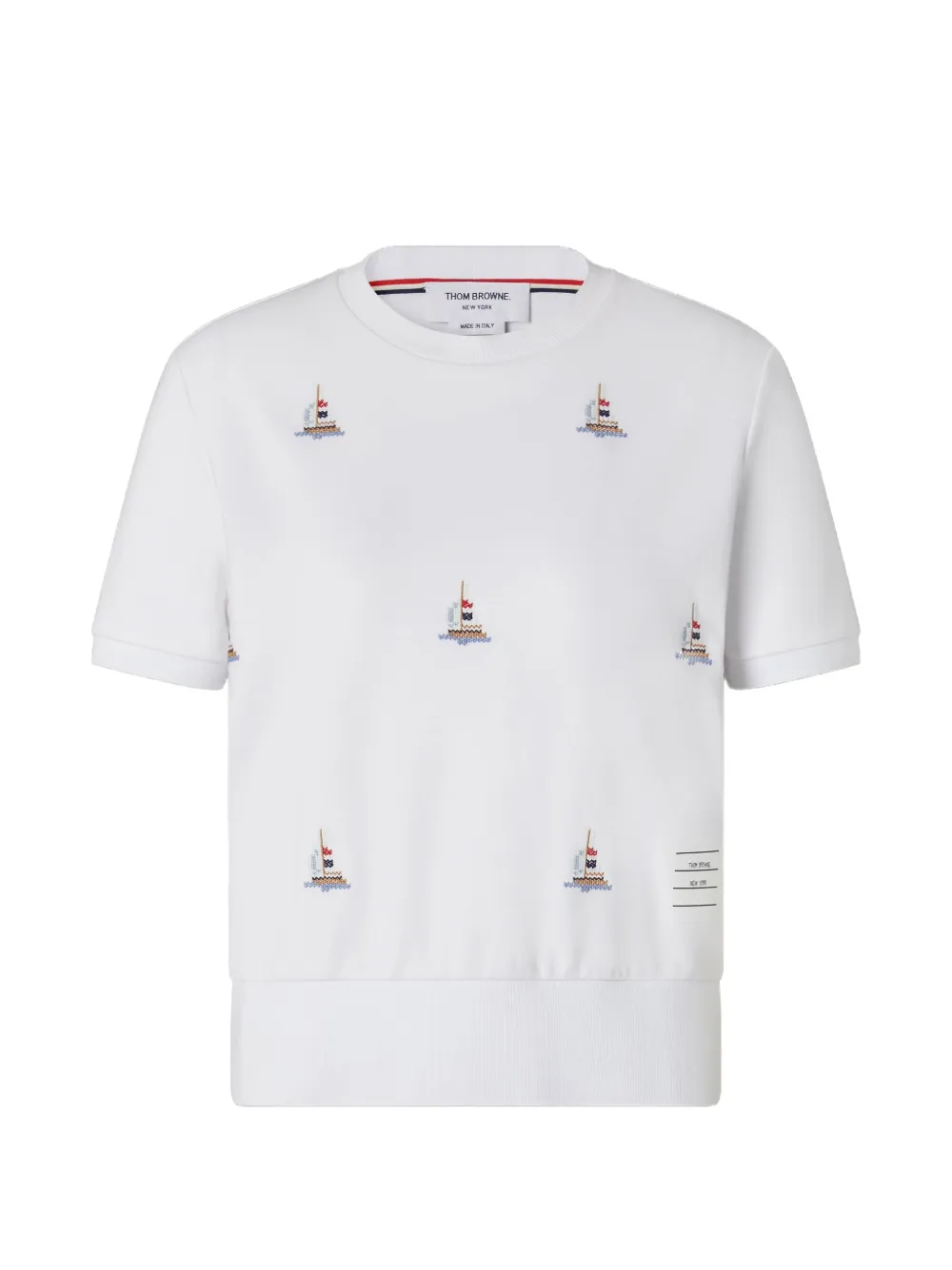 Thom Browne Milano geribbeld T-shirt Wit