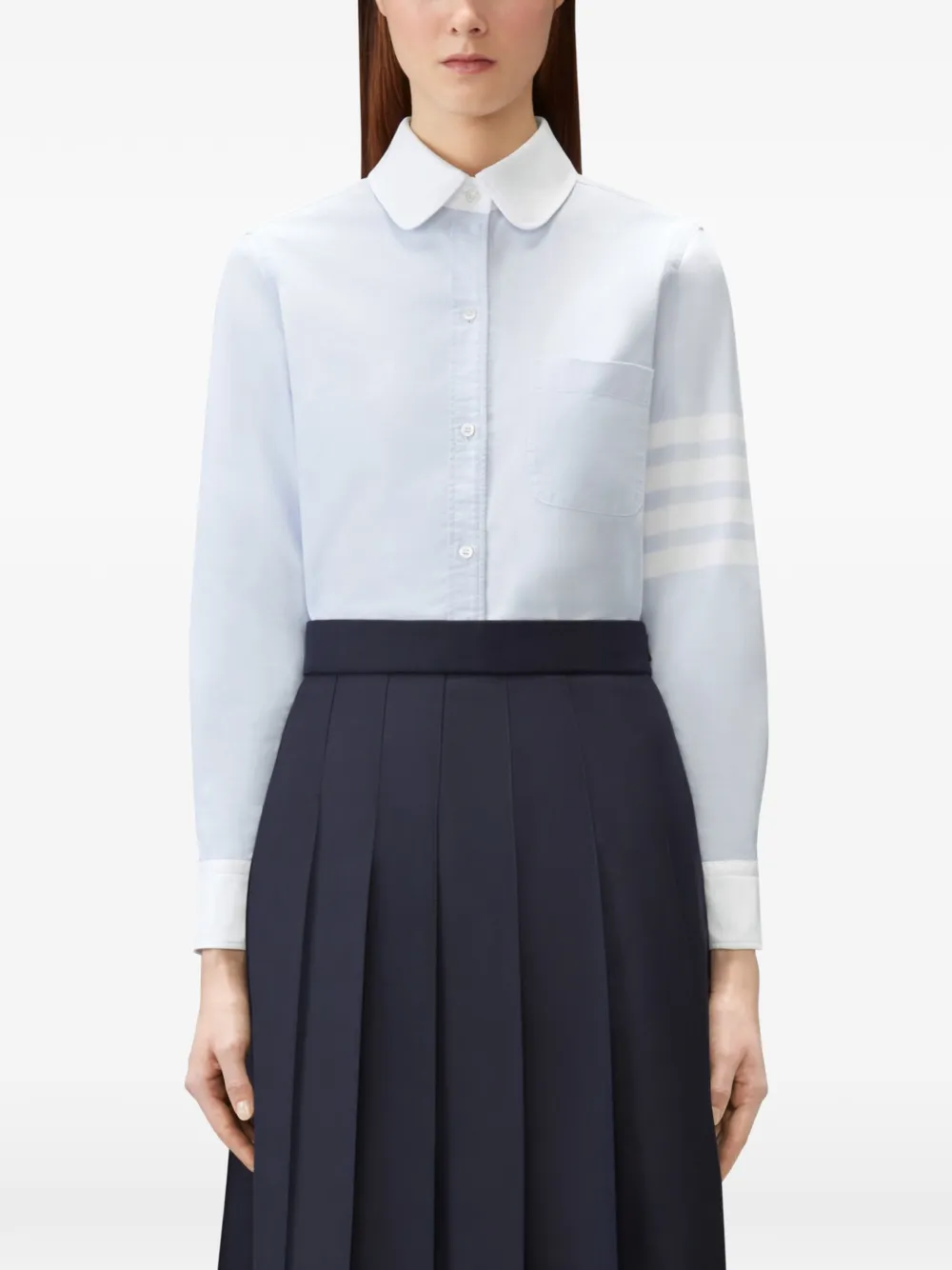 Thom Browne Oxford blouse met 4 strepen Blauw