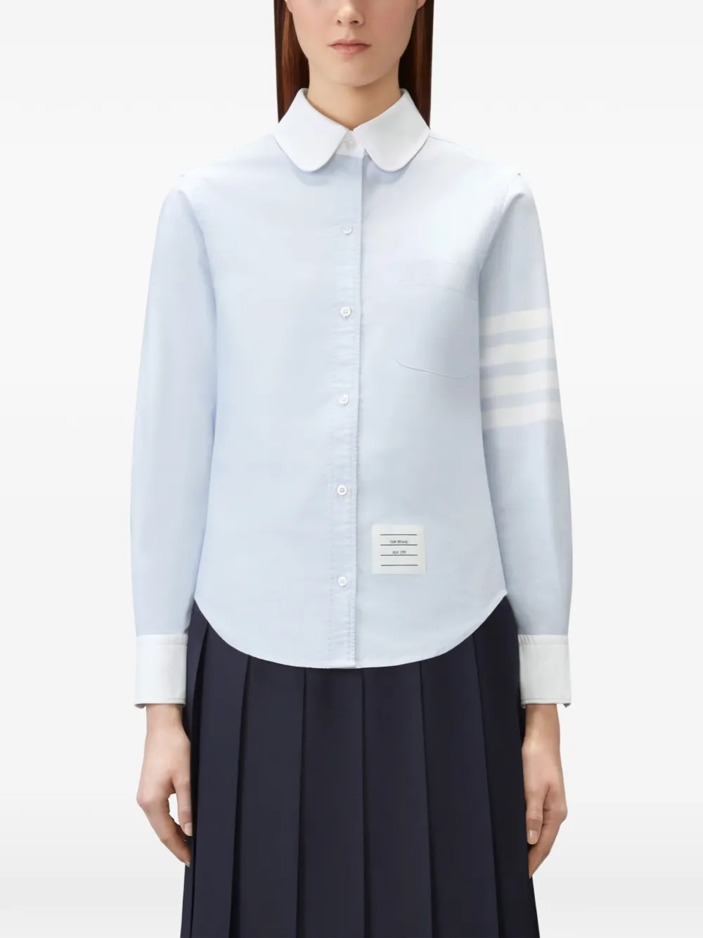 Thom Browne Oxford blouse met 4 strepen Blauw