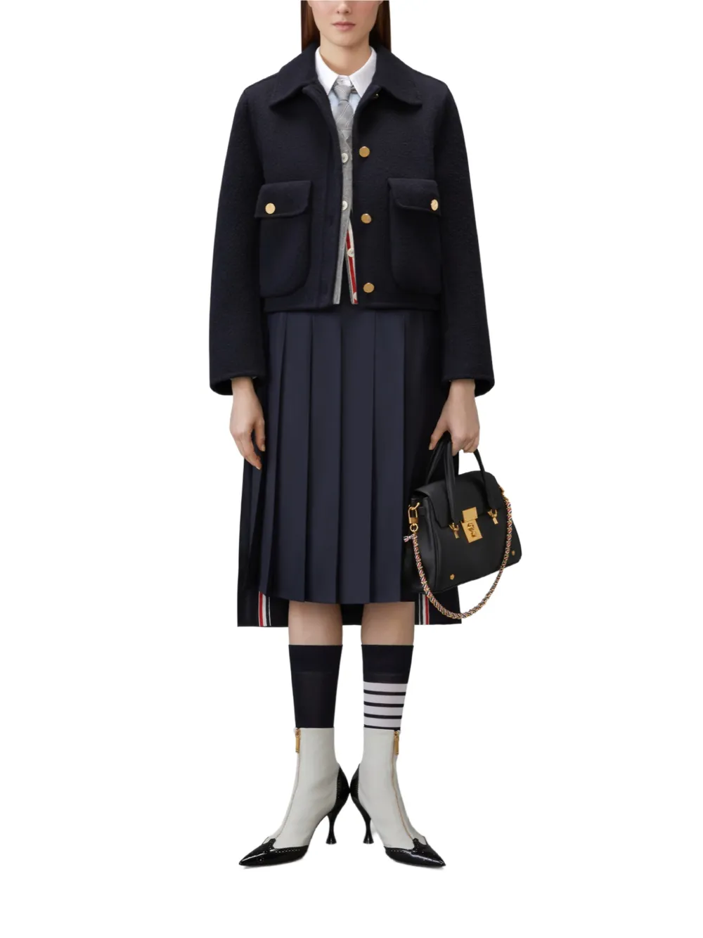 Thom Browne Oxford blouse met 4 strepen Blauw