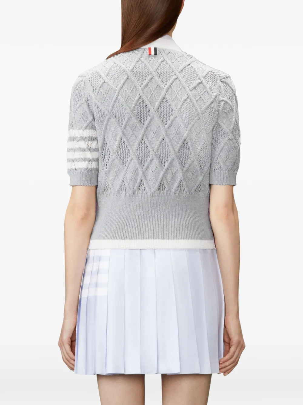 Thom Browne Argyle pointelle vest met vier strepen Grijs