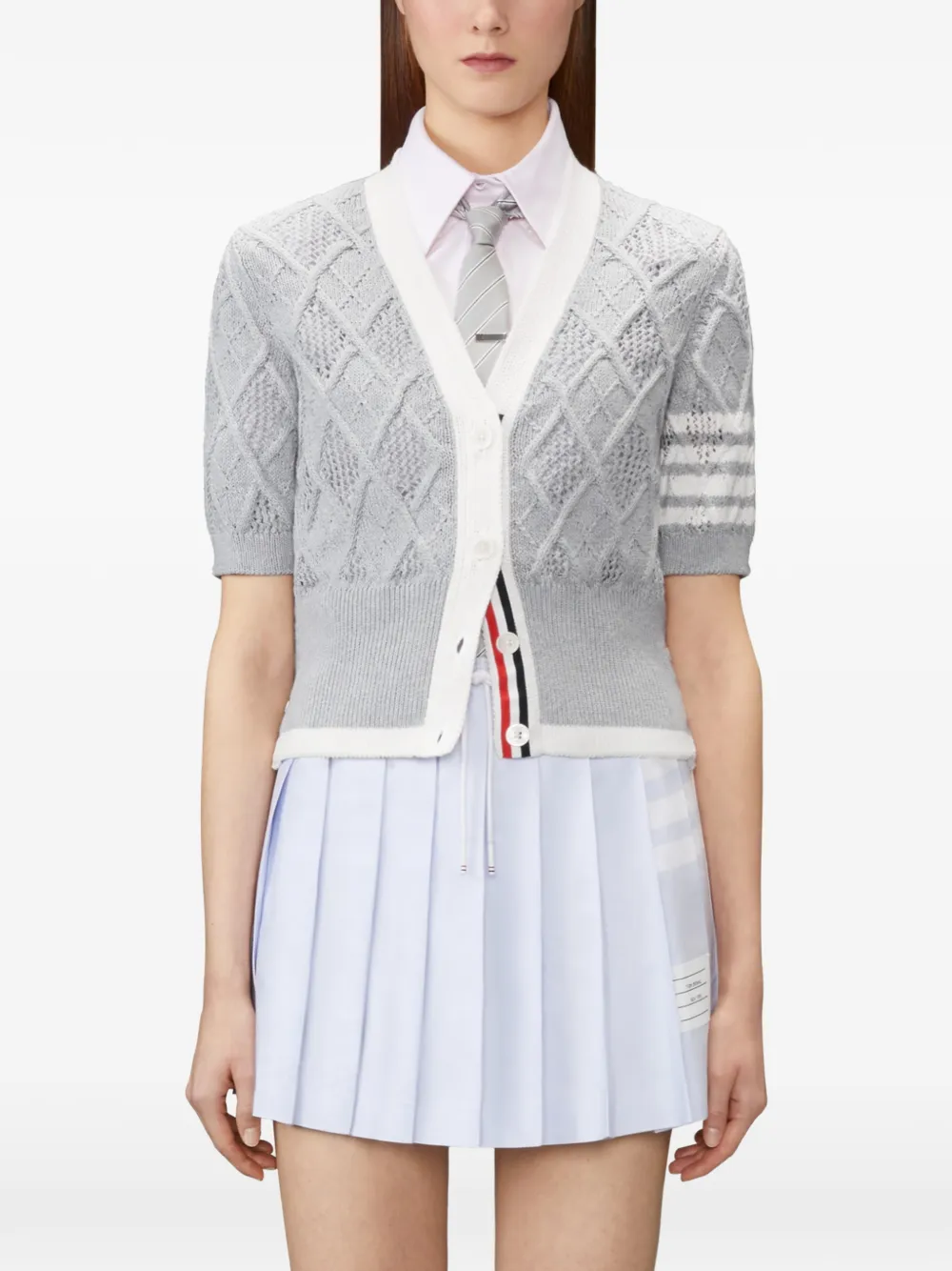 Thom Browne Argyle pointelle vest met vier strepen Grijs