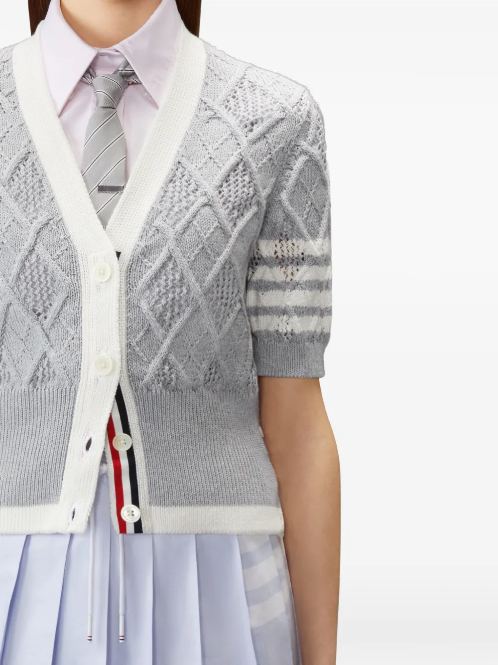 Thom Browne Argyle pointelle vest met vier strepen Grijs