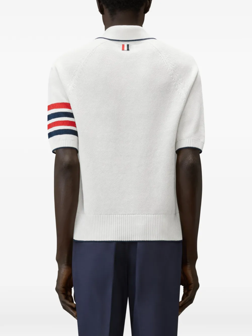 Thom Browne 4-Bar linnen-katoenen ruimvallend poloshirt Wit