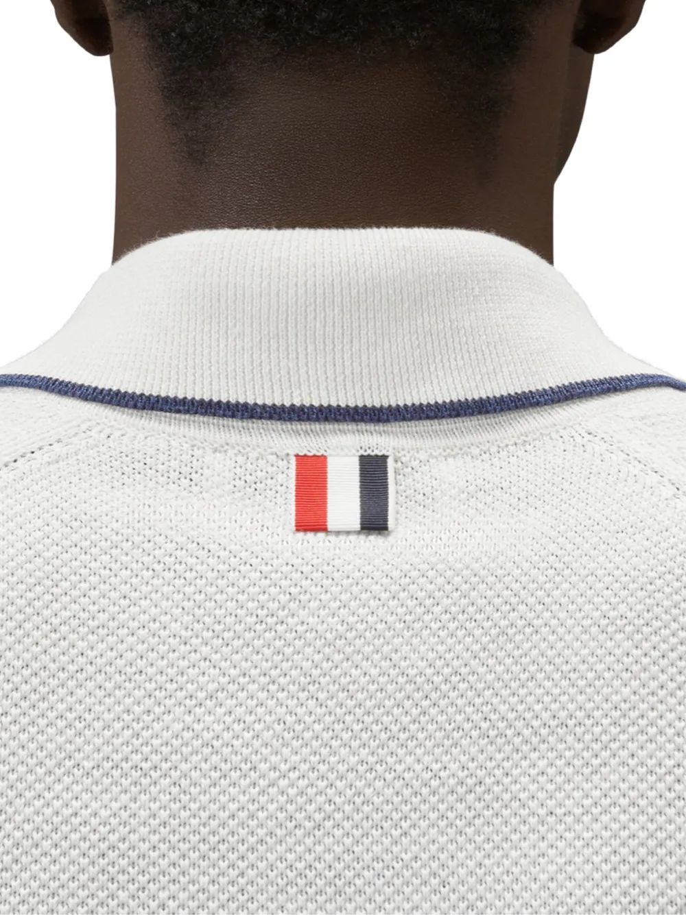 Thom Browne 4-Bar linnen-katoenen ruimvallend poloshirt Wit