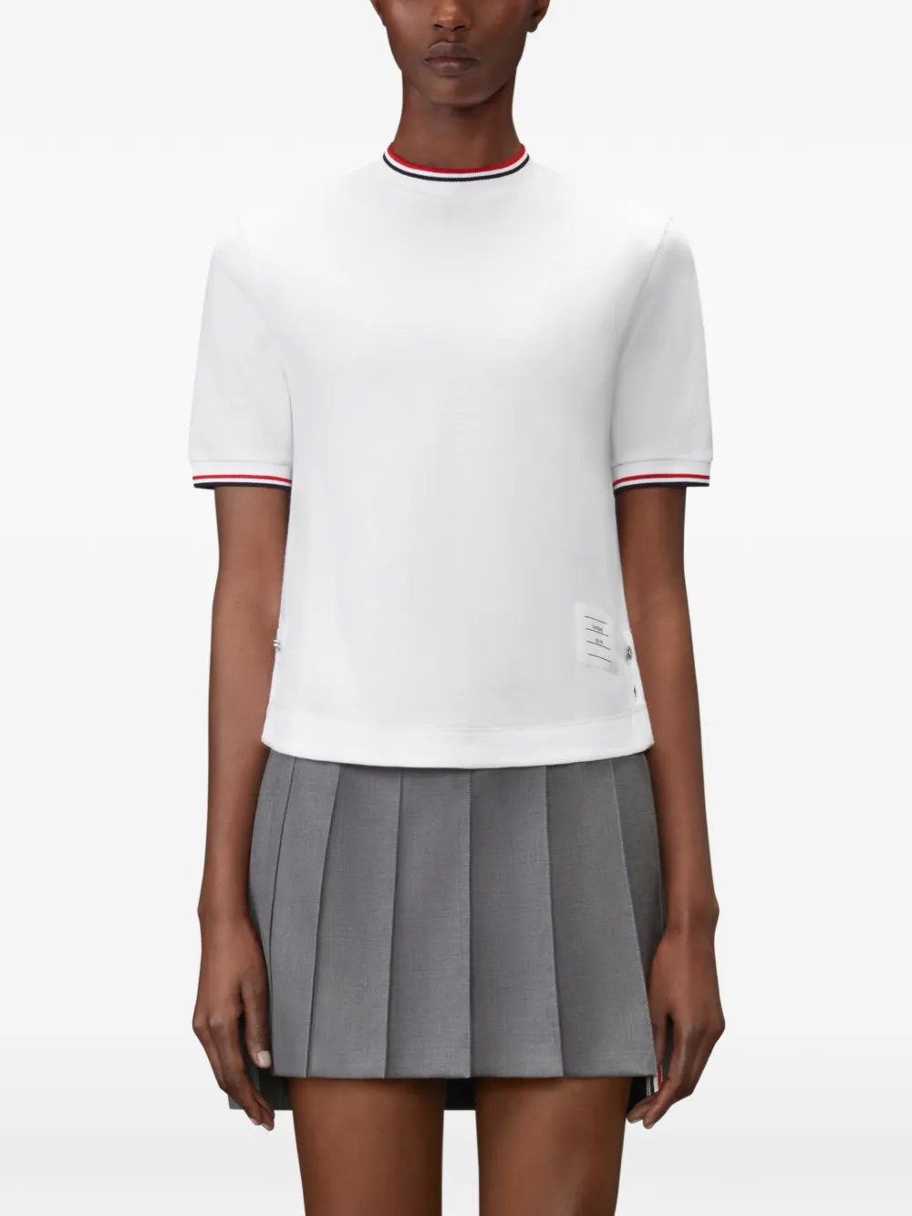 Thom Browne Piqué RWB-T-shirt Wit