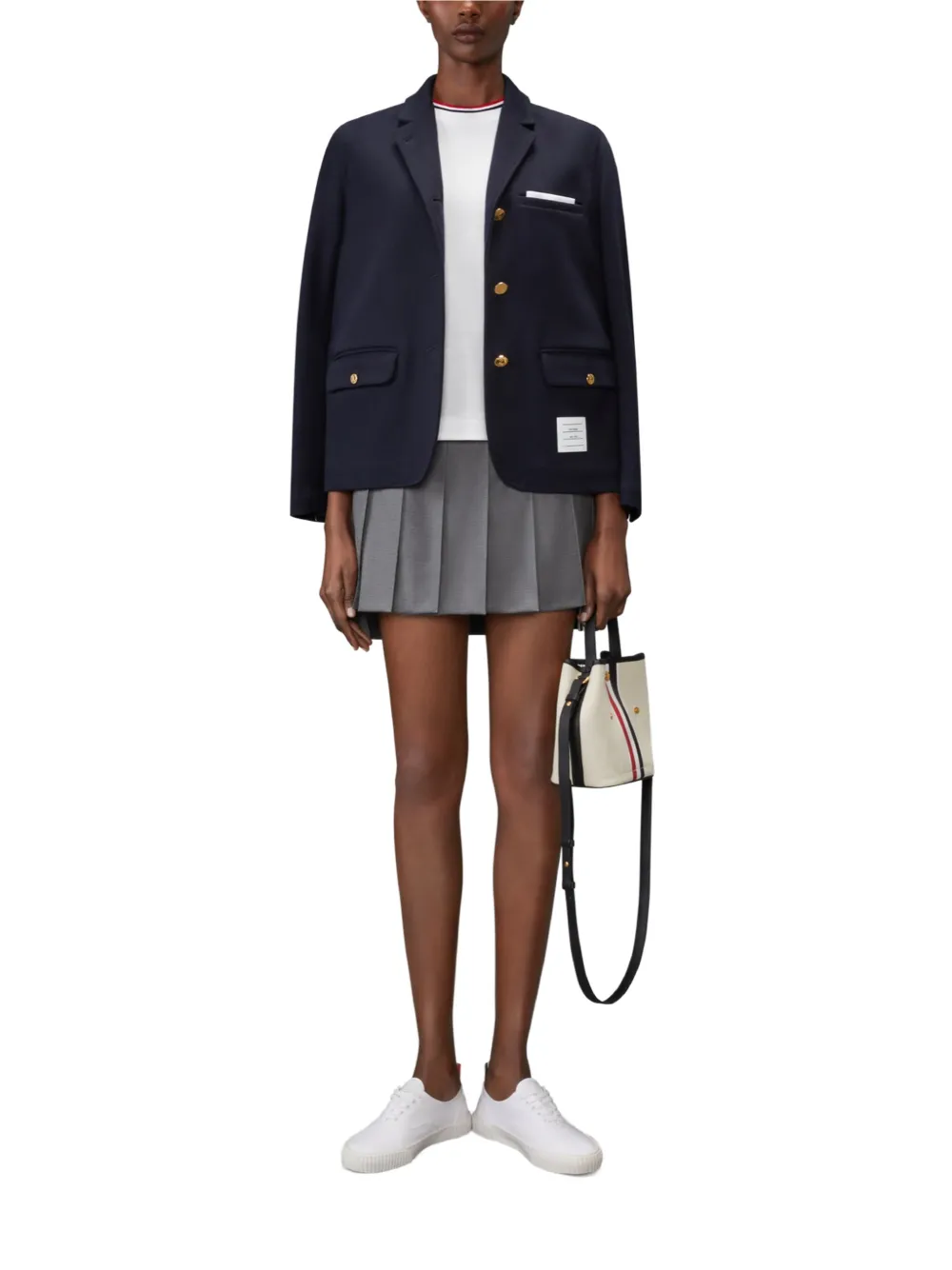 Thom Browne Piqué RWB-T-shirt Wit