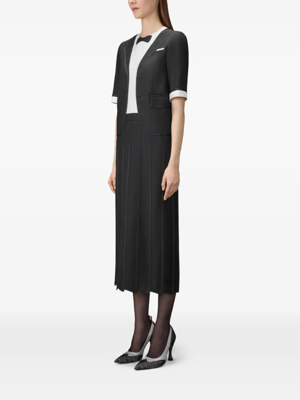 Thom Browne Trompe L'oeil midi-jurk Zwart