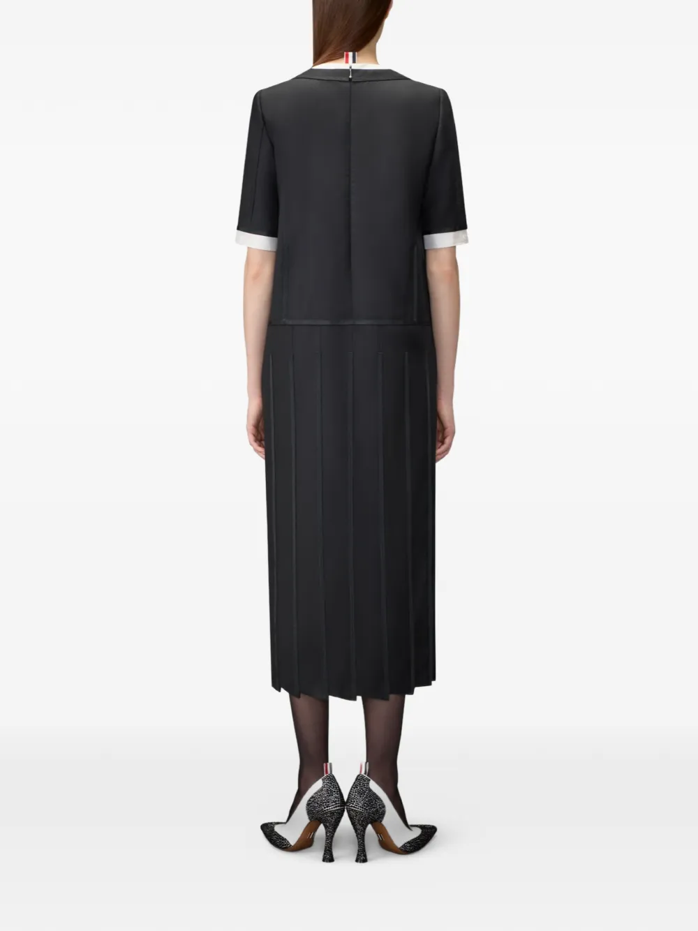 Thom Browne Trompe L'oeil midi-jurk Zwart