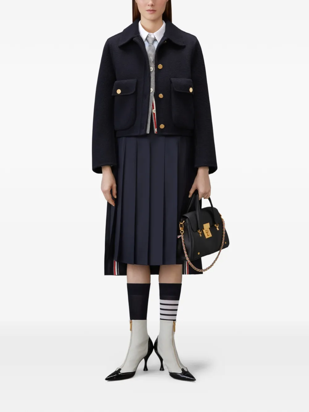 Thom Browne Intarsia vest met argyle patroon Grijs