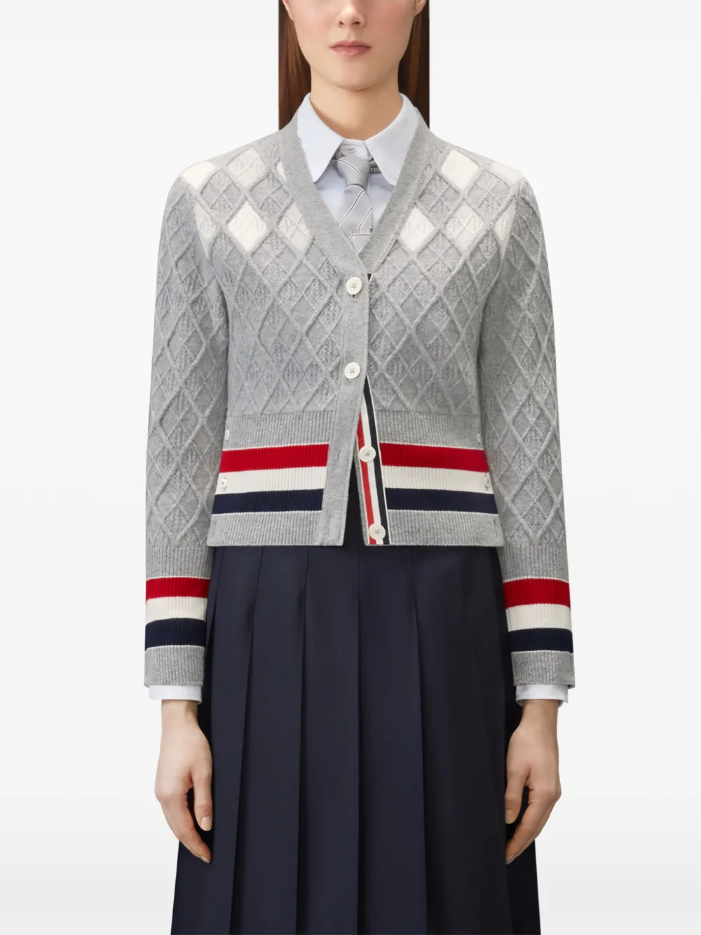 Thom Browne Intarsia vest met argyle patroon Grijs