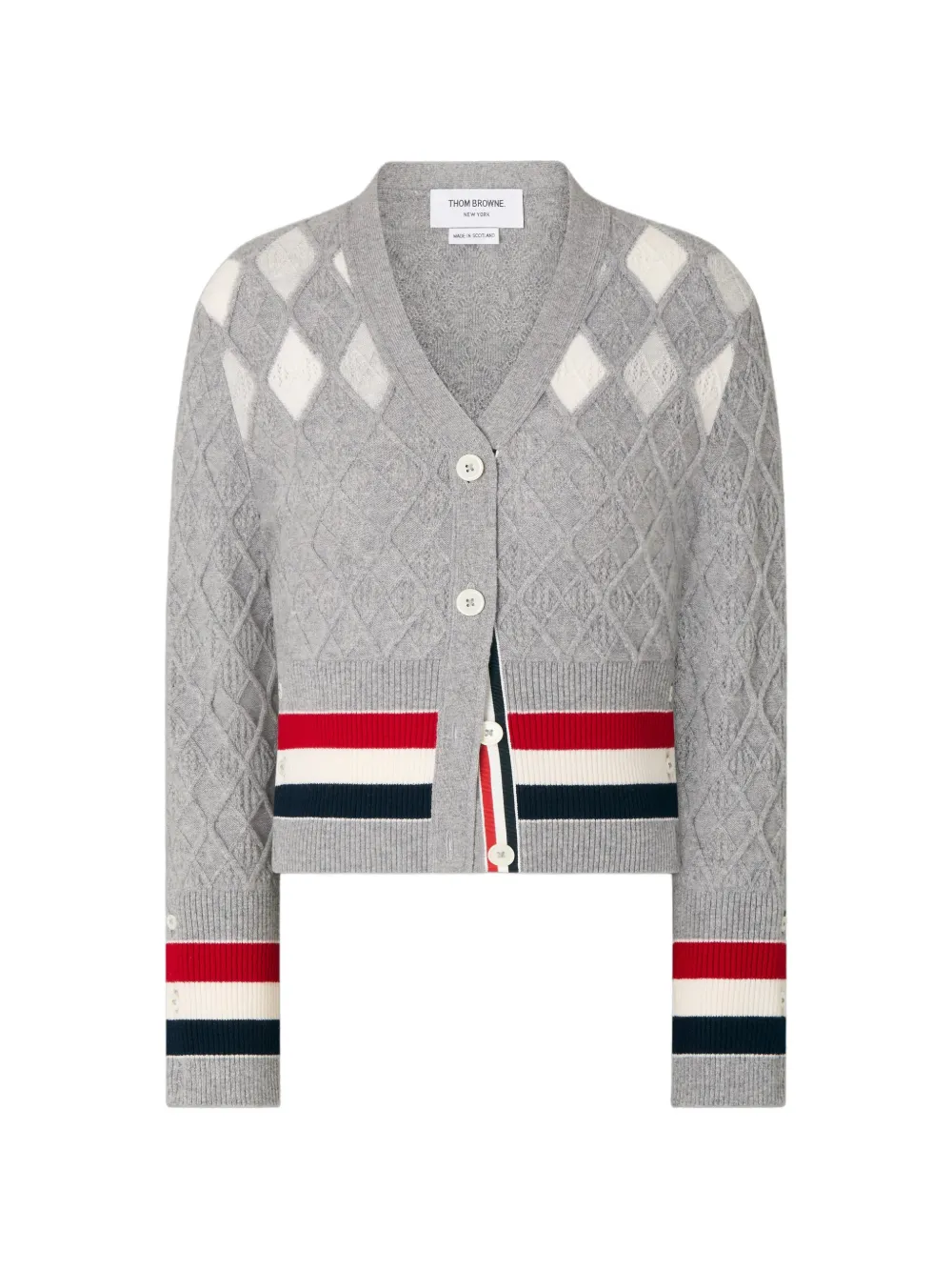 Thom Browne Pointelle-Cardigan mit Argyle-Muster - Grau