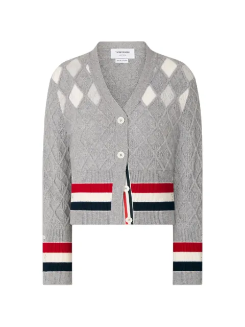 Thom Browne cashmere intarsia argyle pointelle shrunken cardigan