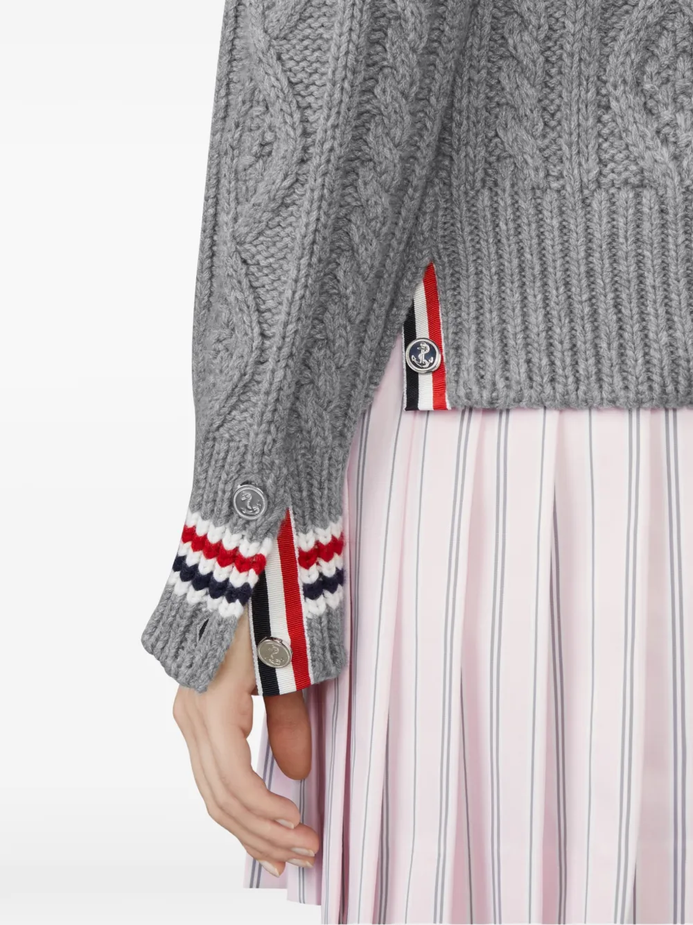 Thom Browne Aran kabelgebreid vest Grijs
