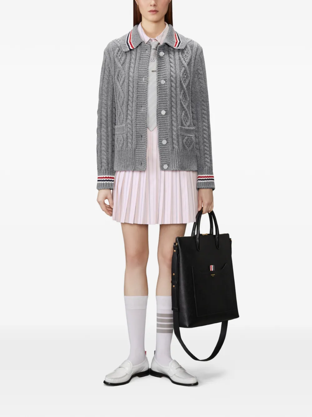 Thom Browne Aran kabelgebreid vest Grijs