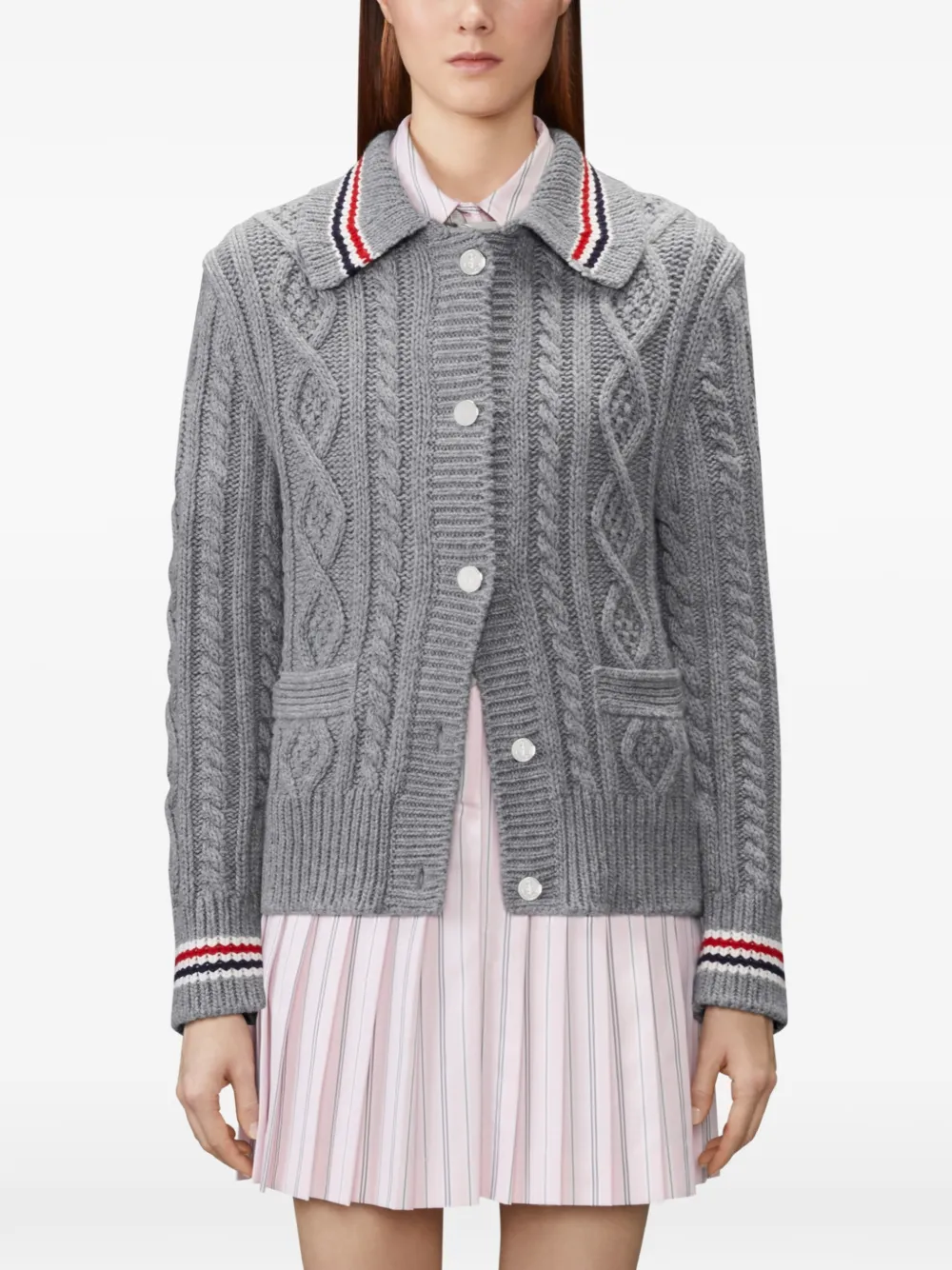 Thom Browne Aran kabelgebreid vest Grijs