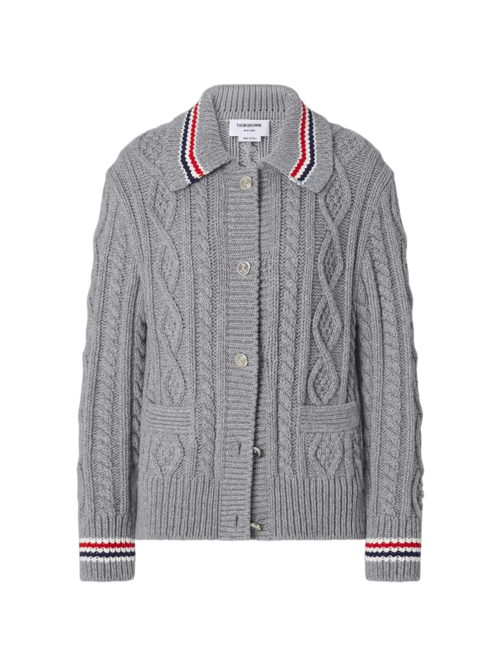 Thom Browne Aran Cardigan mit Strickmuster - Grau