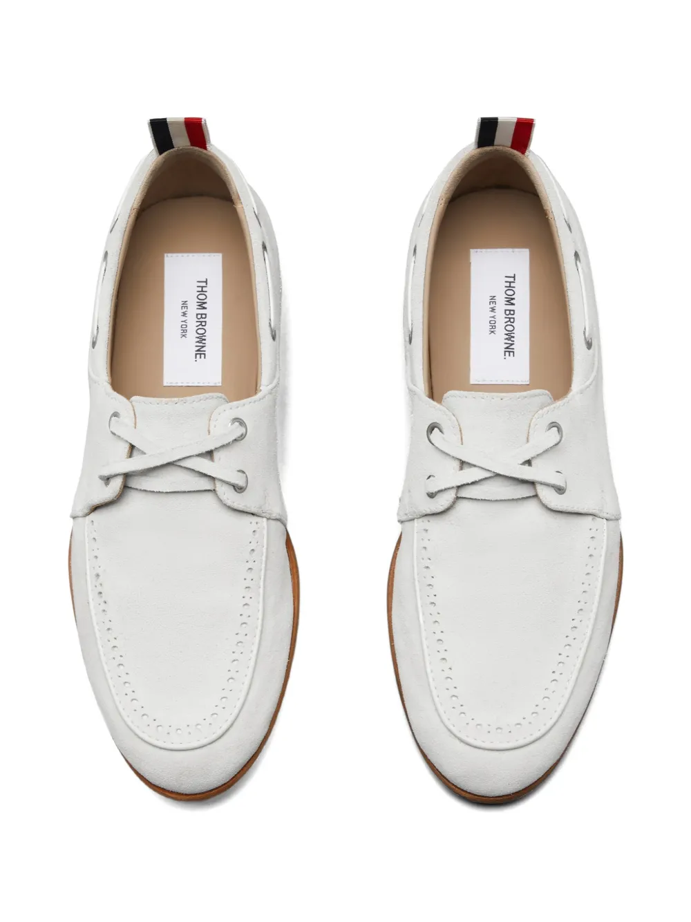 Thom Browne Suède loafers met brogue detail Wit