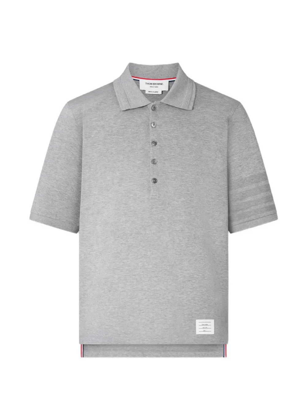 Thom Browne Polo in jersey con 4 righe - Grigio