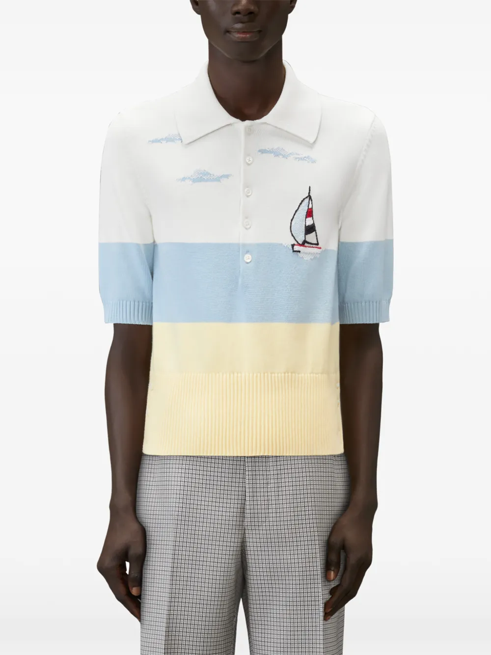 Thom Browne Nantucket scenic jersey poloshirt Wit