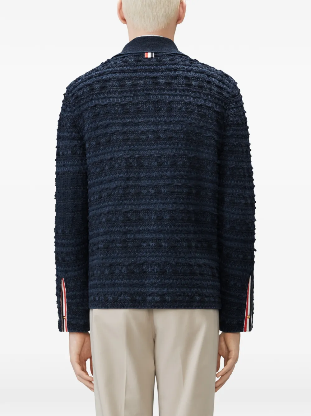 Thom Browne Gebreid tweed cargo jack met 4 strepen Blauw