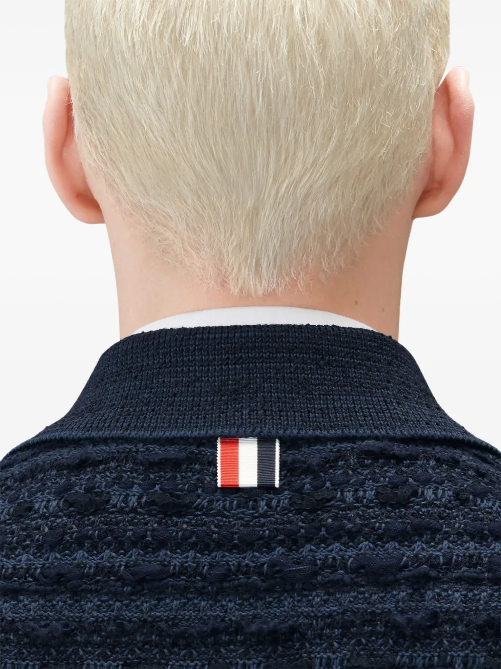 Thom Browne Gebreid tweed cargo jack met 4 strepen Blauw