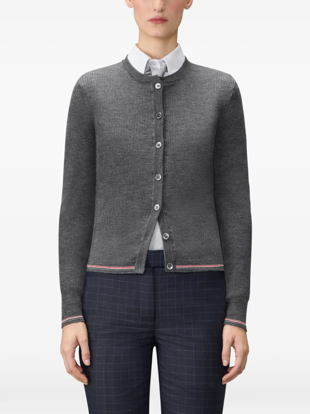 Thom Browne Wollen vest met ribstiksel Grijs