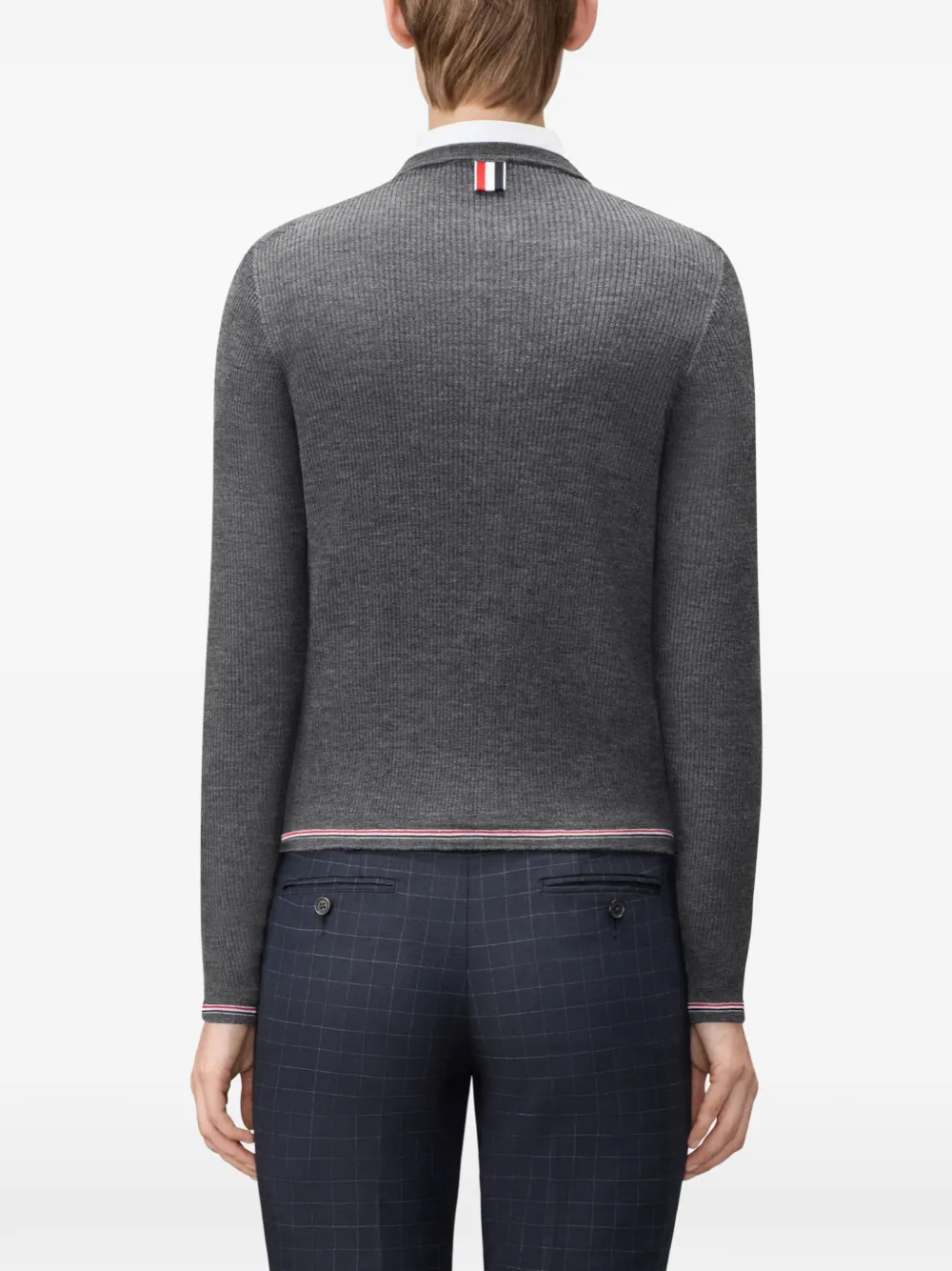 Thom Browne Wollen vest met ribstiksel Grijs