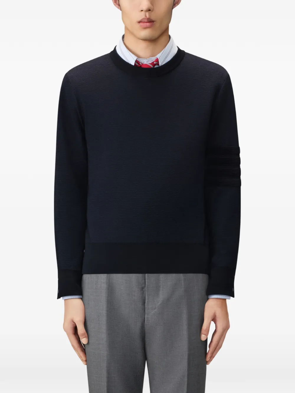 Thom Browne Sweater met vier strepen en stiksel Blauw