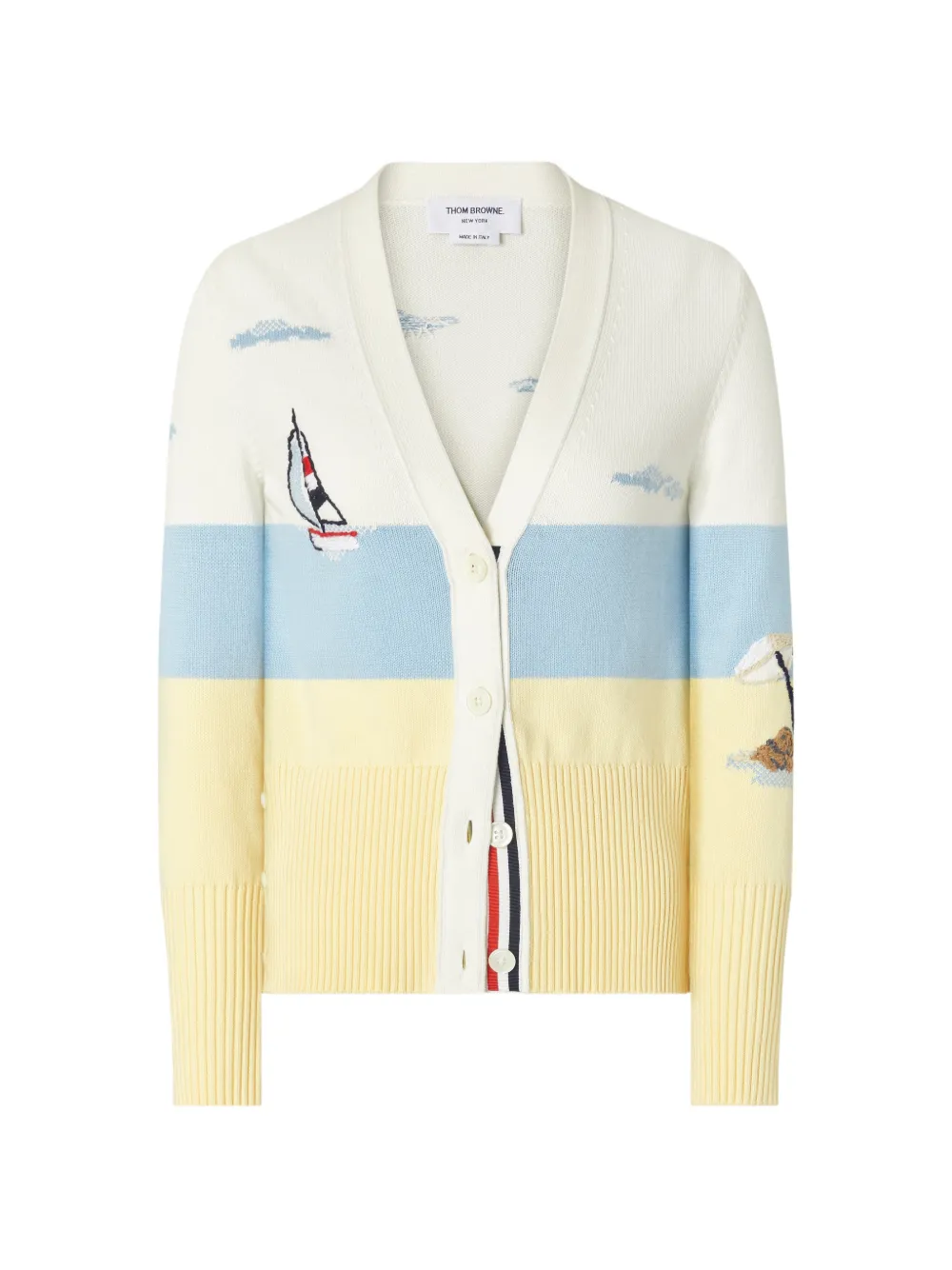 Thom Browne Nantucket scenic embroidery jersey cardigan