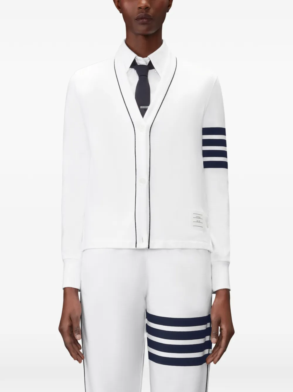 Thom Browne Vest met vier strepen en loopback Wit