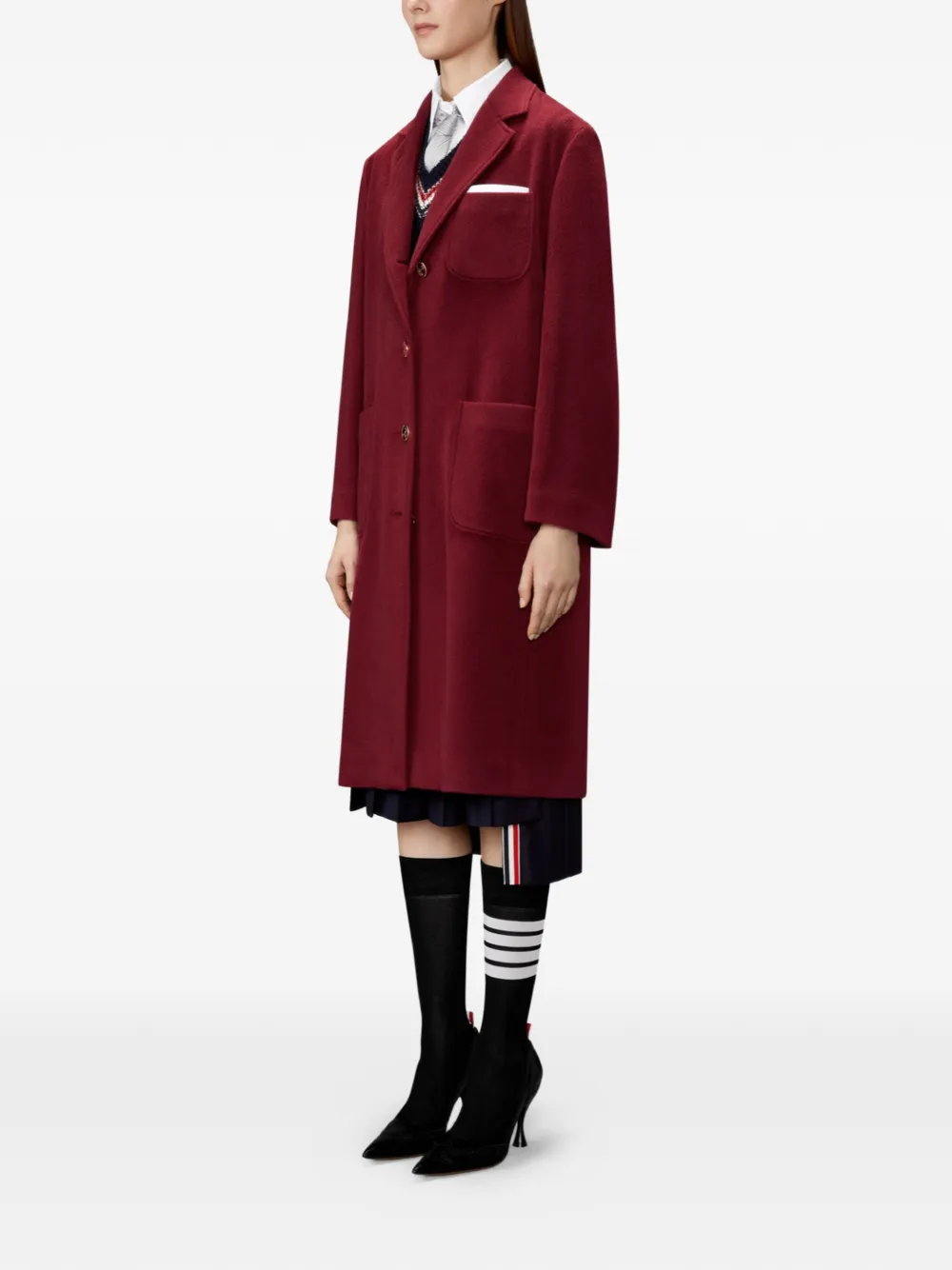 Thom Browne Kasjmier jas met klokmouwen Rood