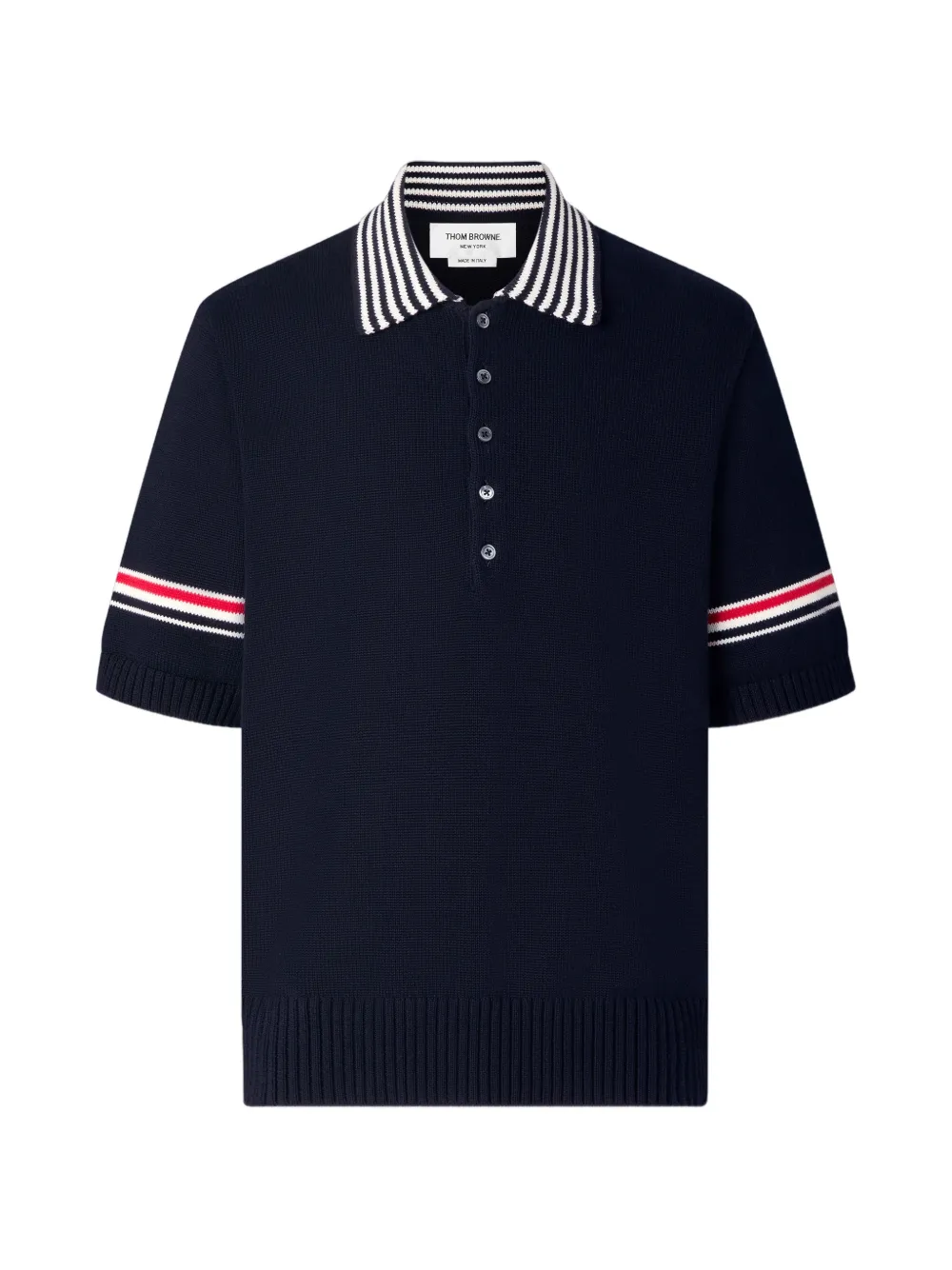 Thom Browne Sailboat rugby poloshirt met RWB armbanden Blauw