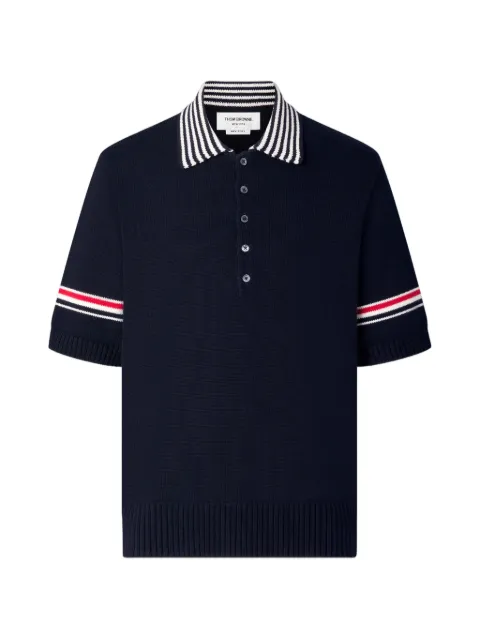 Thom Browne 红白蓝条纹臂环帆船图案英式橄榄球polo衫