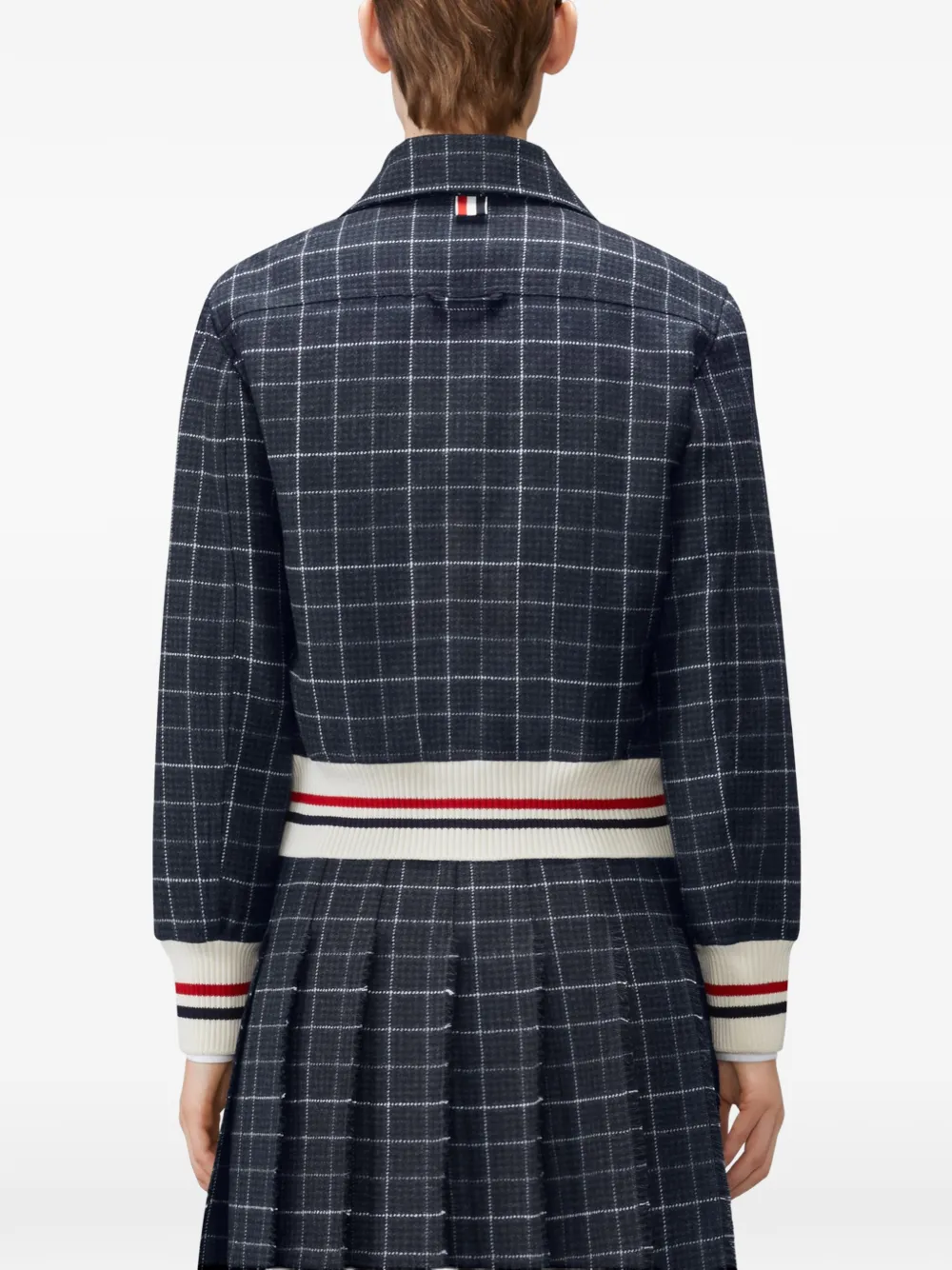Thom Browne Teviot tweed jack met pied-de-poule print en vensterruit Blauw