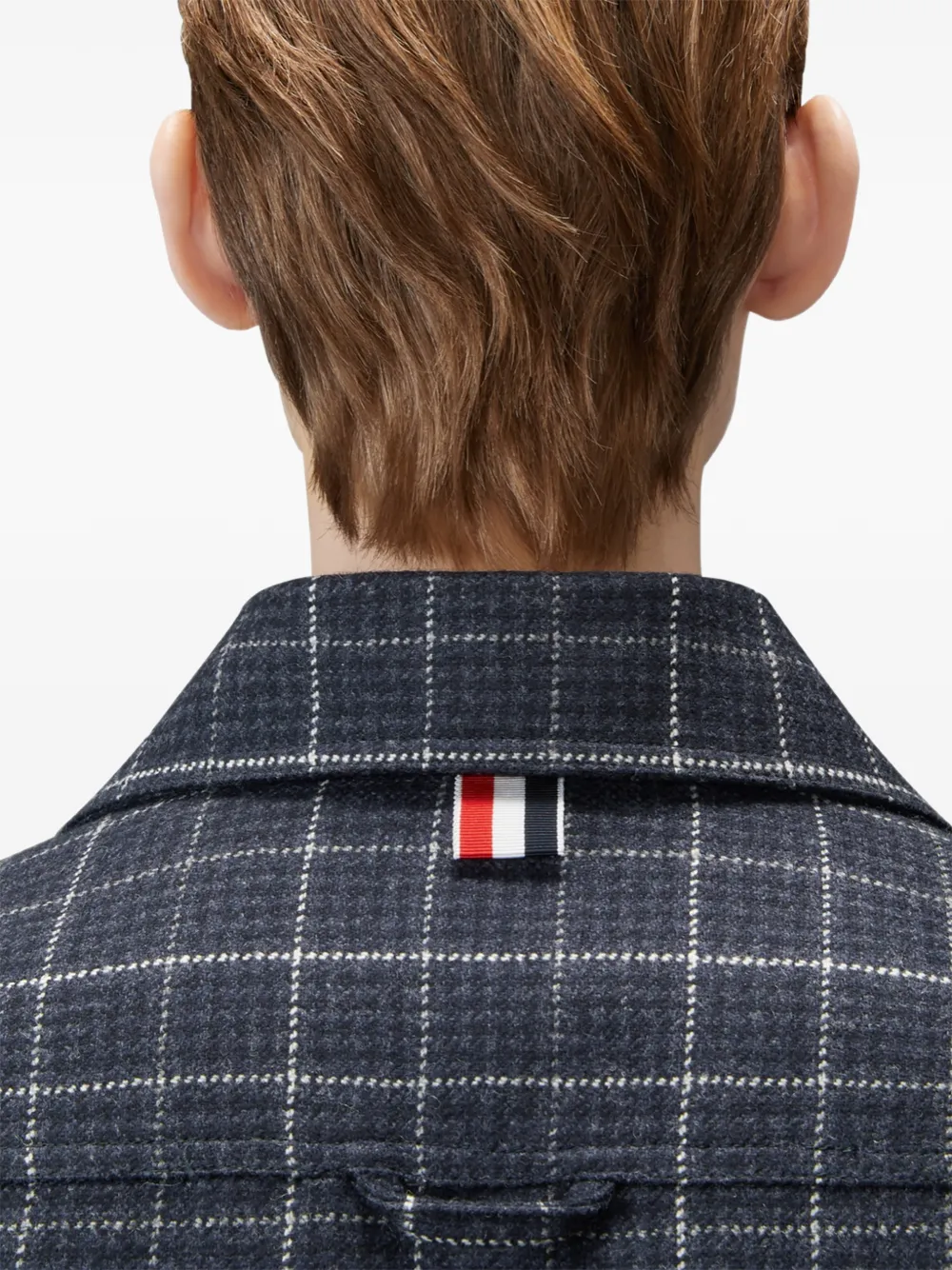 Thom Browne Teviot tweed jack met pied-de-poule print en vensterruit Blauw