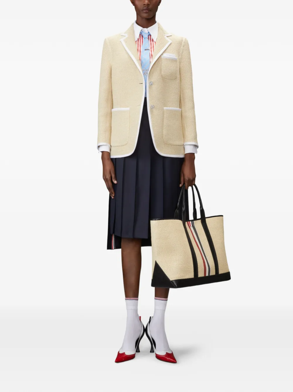 Thom Browne University Stripe blouse met kreeftapplicatie Rood