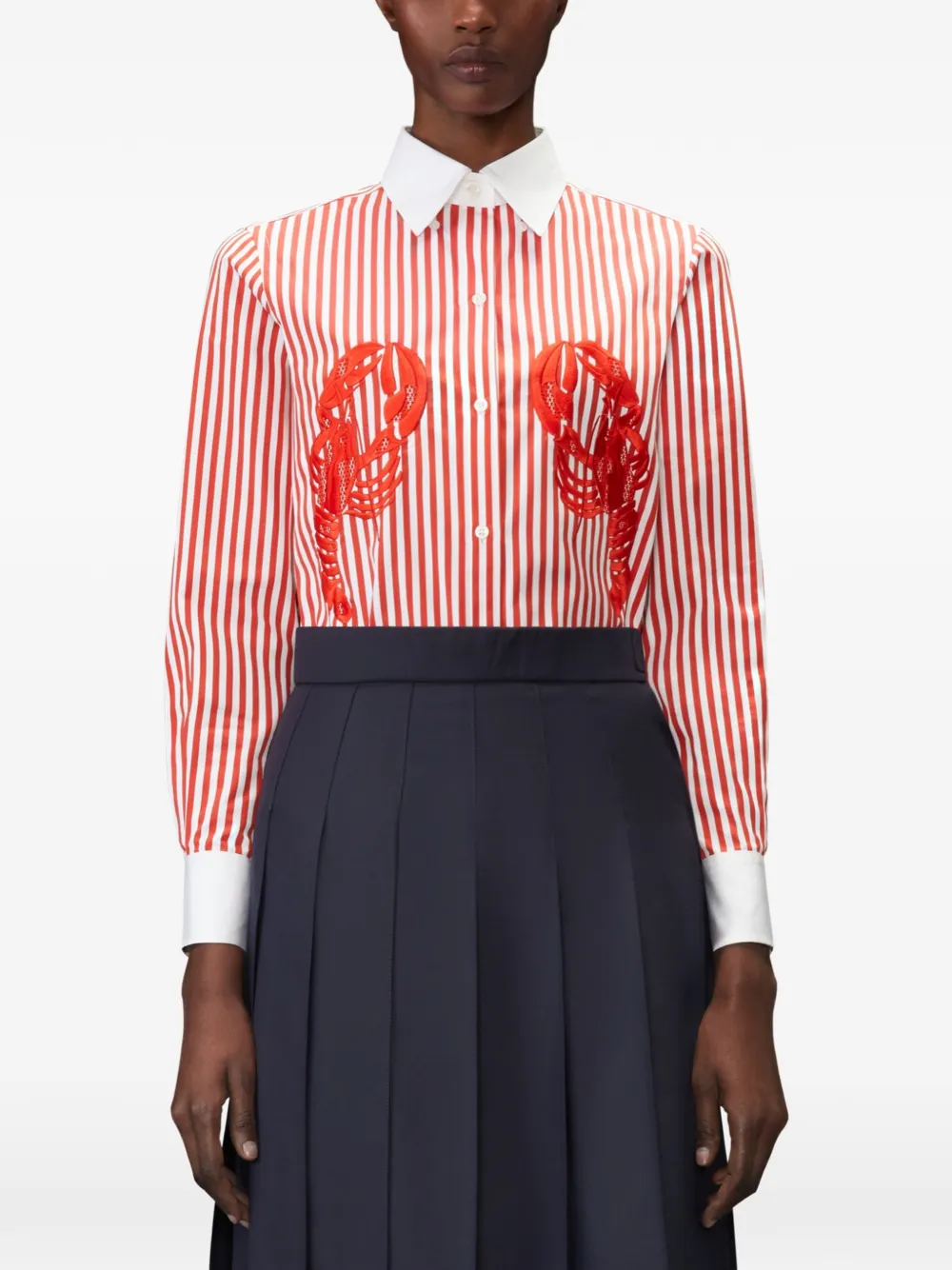 Thom Browne University Stripe blouse met kreeftapplicatie Rood