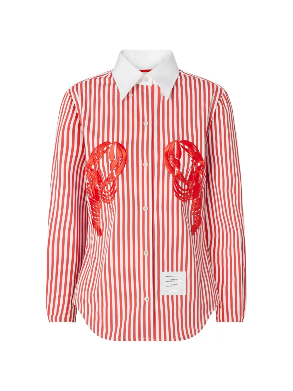 Thom Browne University Stripe lobster-appliqué shirt - Rosso