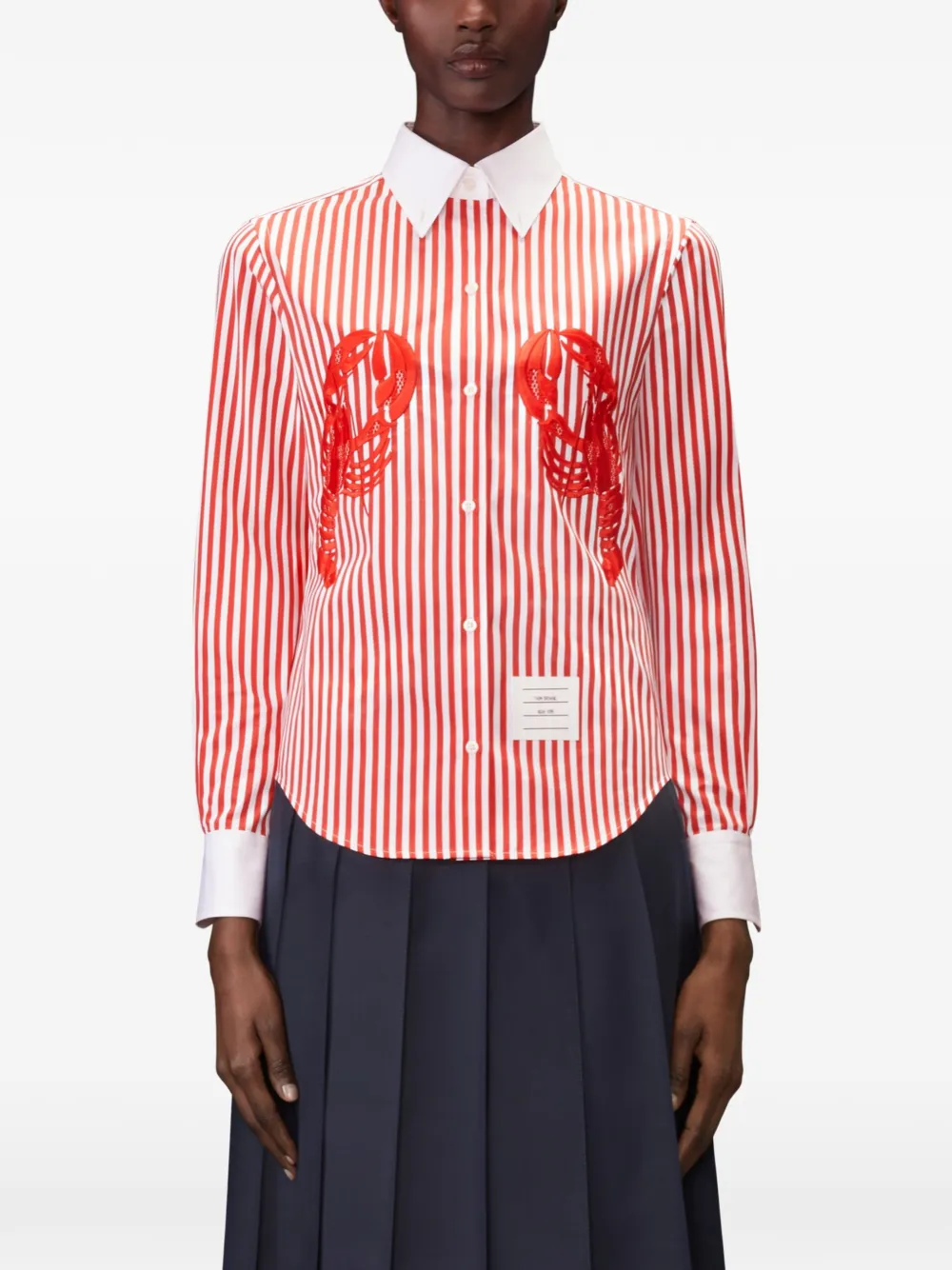 Thom Browne University Stripe blouse met kreeftapplicatie Rood