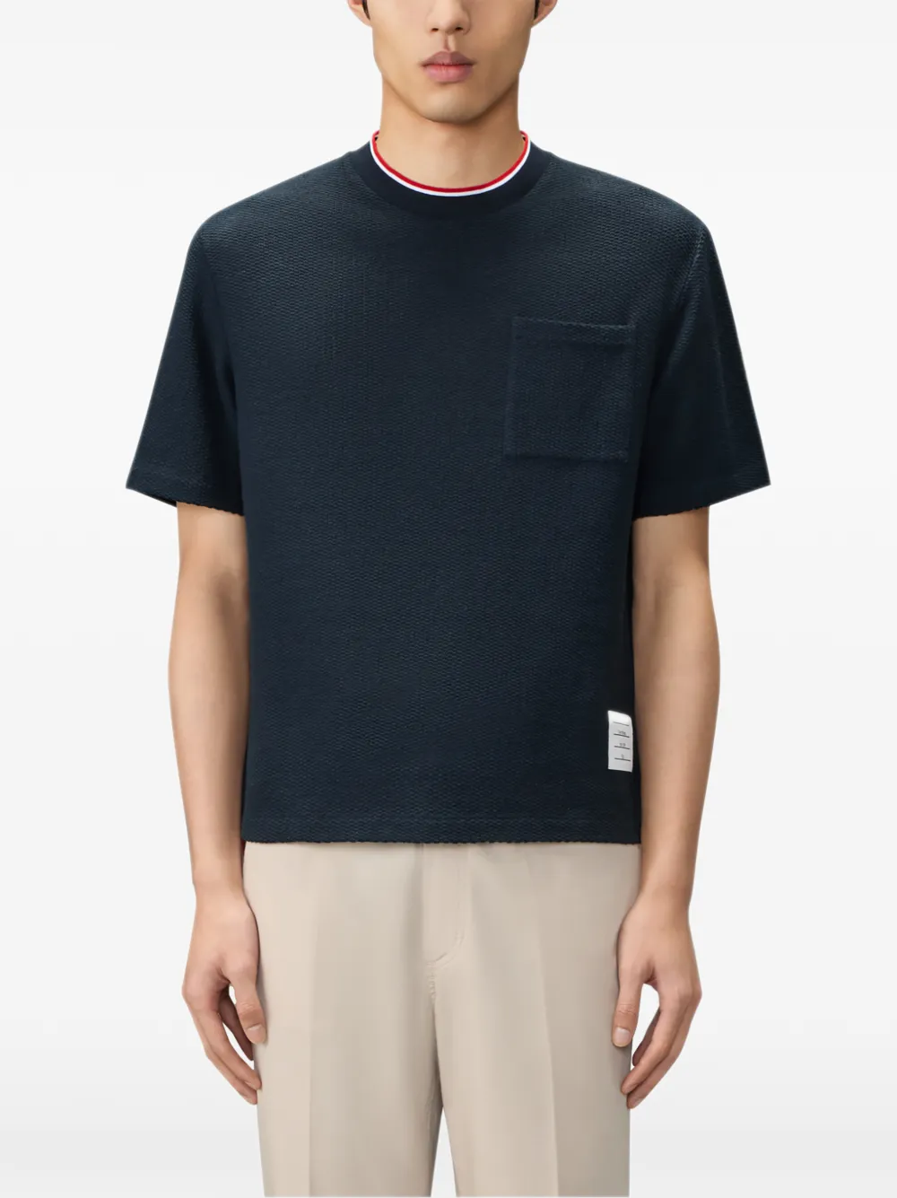 Thom Browne T-shirt met borstzak en textuur katoenen Blauw