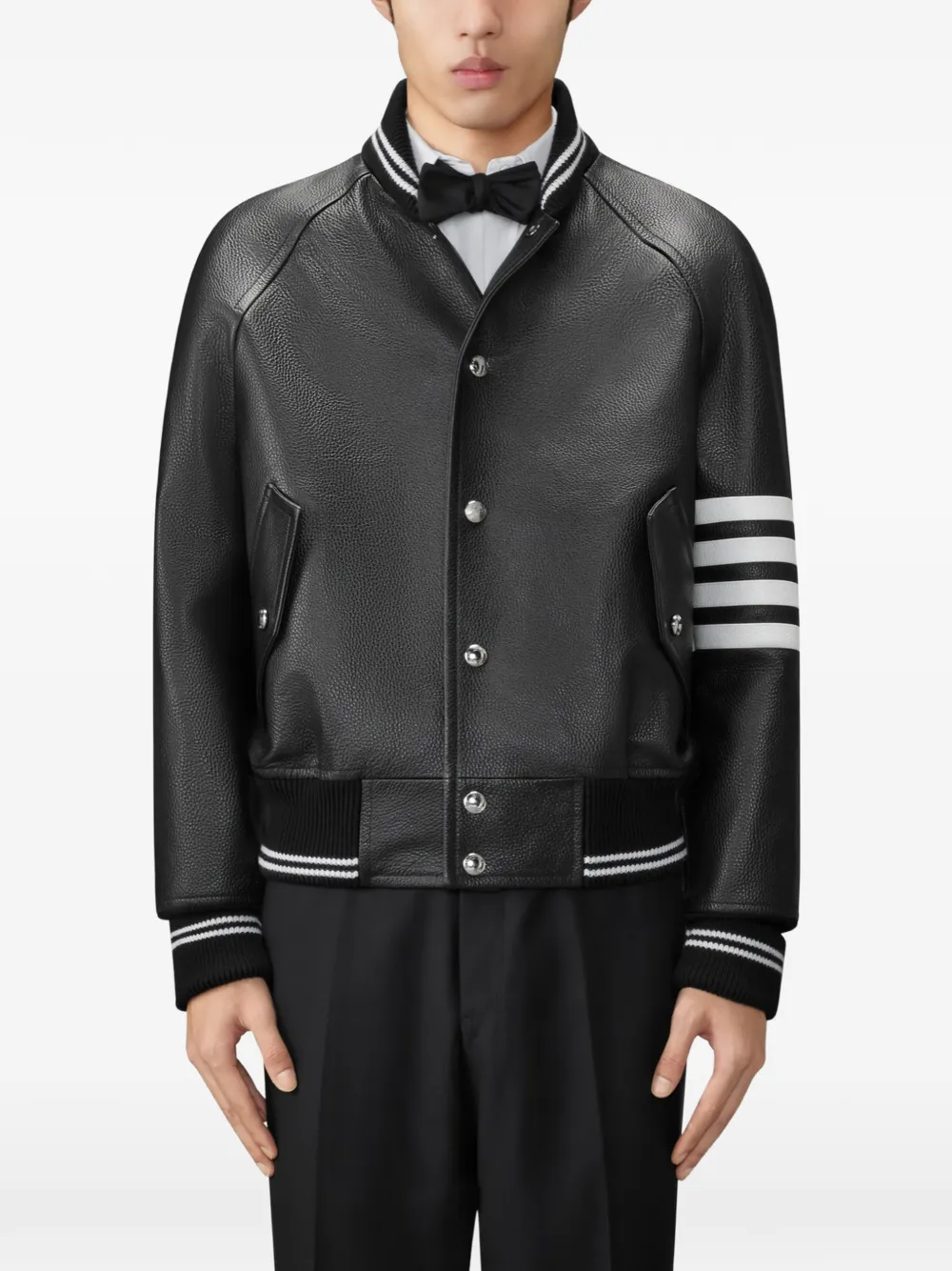 Thom Browne Leren jack Zwart