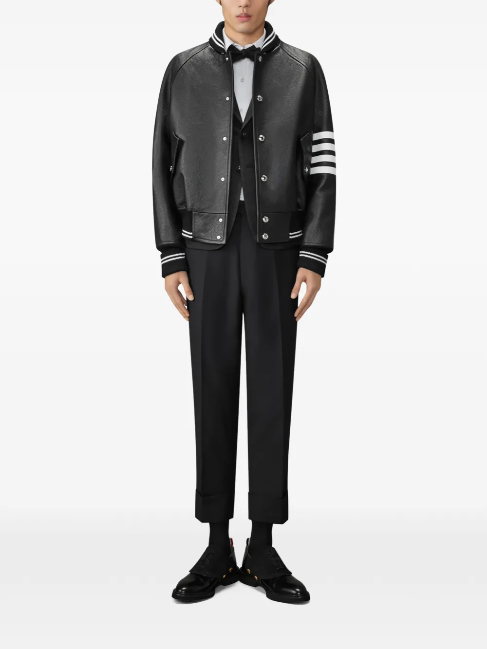 Thom Browne Leren jack Zwart