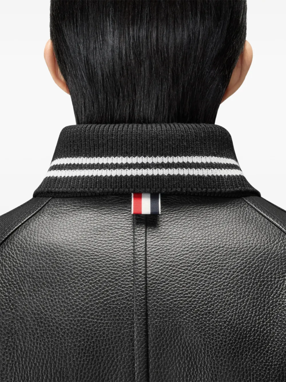 Thom Browne Leren jack Zwart