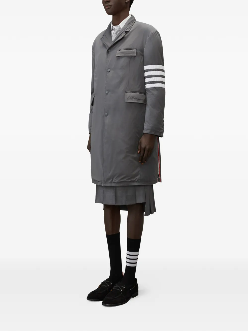 Thom Browne Gewatteerde jas met vier strepen Grijs