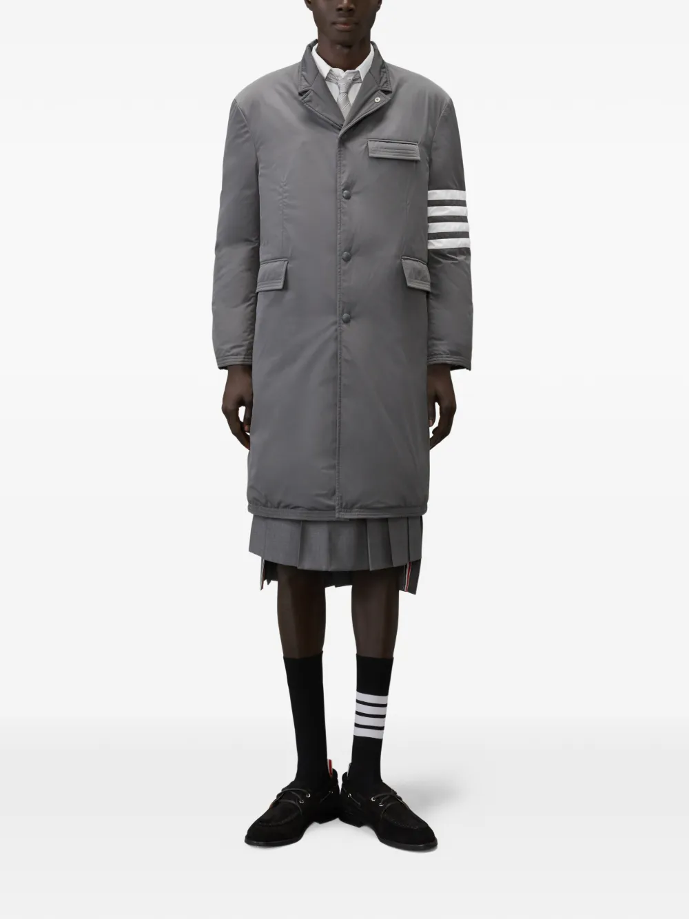 Thom Browne Gewatteerde jas met vier strepen Grijs