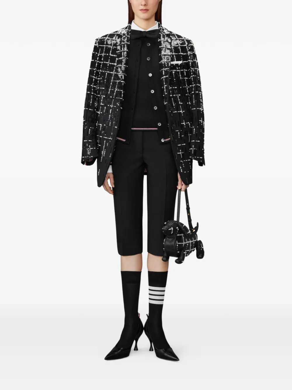 Thom Browne Geribbelde top met RWB-streep Zwart