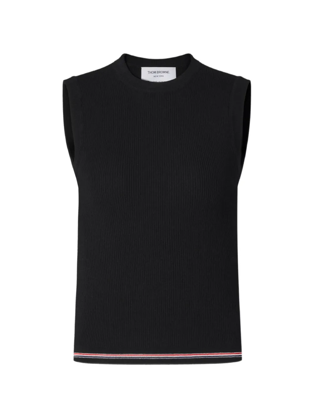 Thom Browne RWB stripe ribbed top - Black